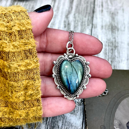 big crystal Necklace, Big Gothic Necklace, Big Silver Necklace, Big Stone Necklace, Blue Labradorite, Bohemian Jewelry, Crystal Necklace, Crystal Necklaces, Crystal Pendant, Etsy ID: 1333727365, FOXLARK- NECKLACES, Heart Jewelry, Heart Necklace, Jewelry,