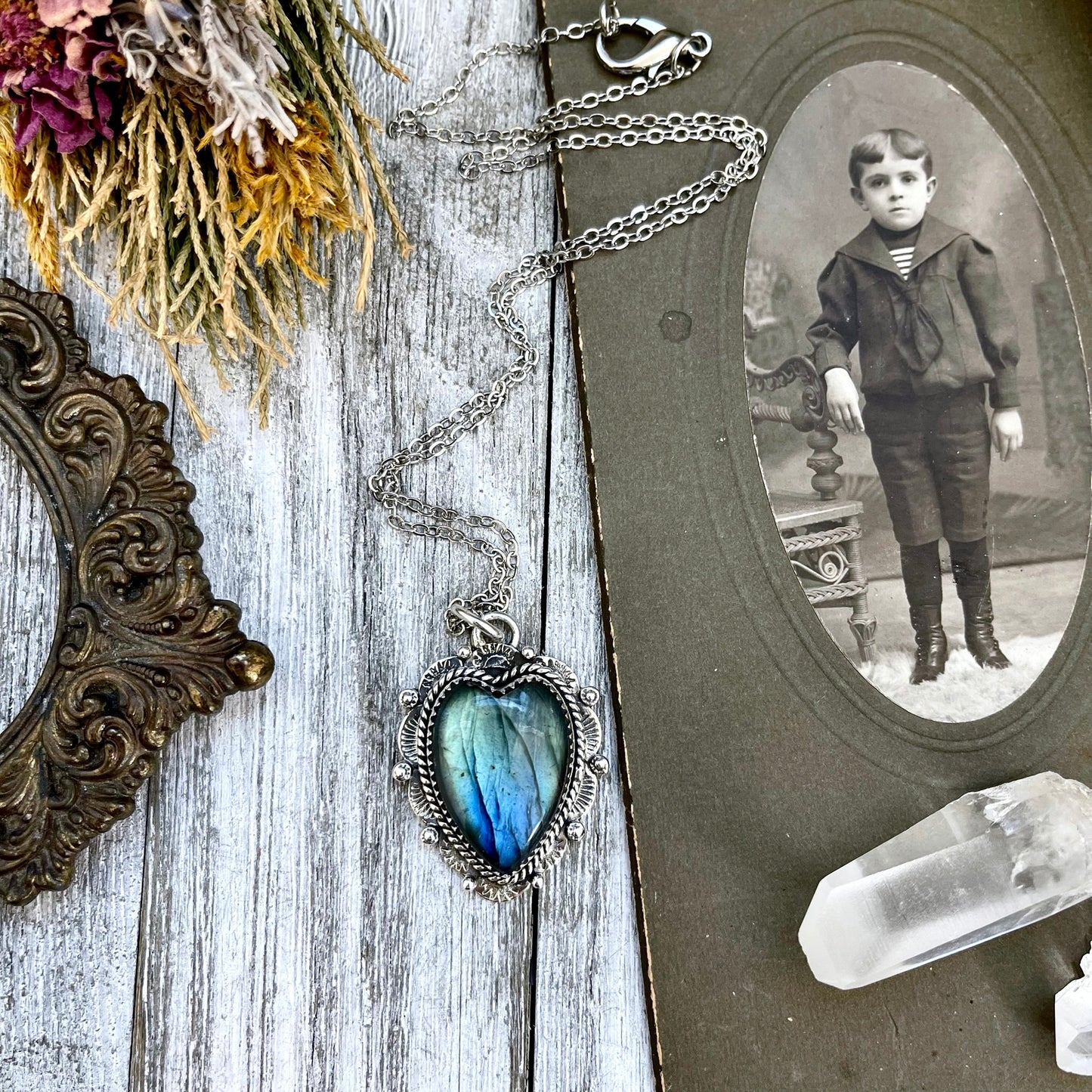 big crystal Necklace, Big Gothic Necklace, Big Silver Necklace, Big Stone Necklace, Blue Labradorite, Bohemian Jewelry, Crystal Necklace, Crystal Necklaces, Crystal Pendant, Etsy ID: 1333727365, FOXLARK- NECKLACES, Heart Jewelry, Heart Necklace, Jewelry,