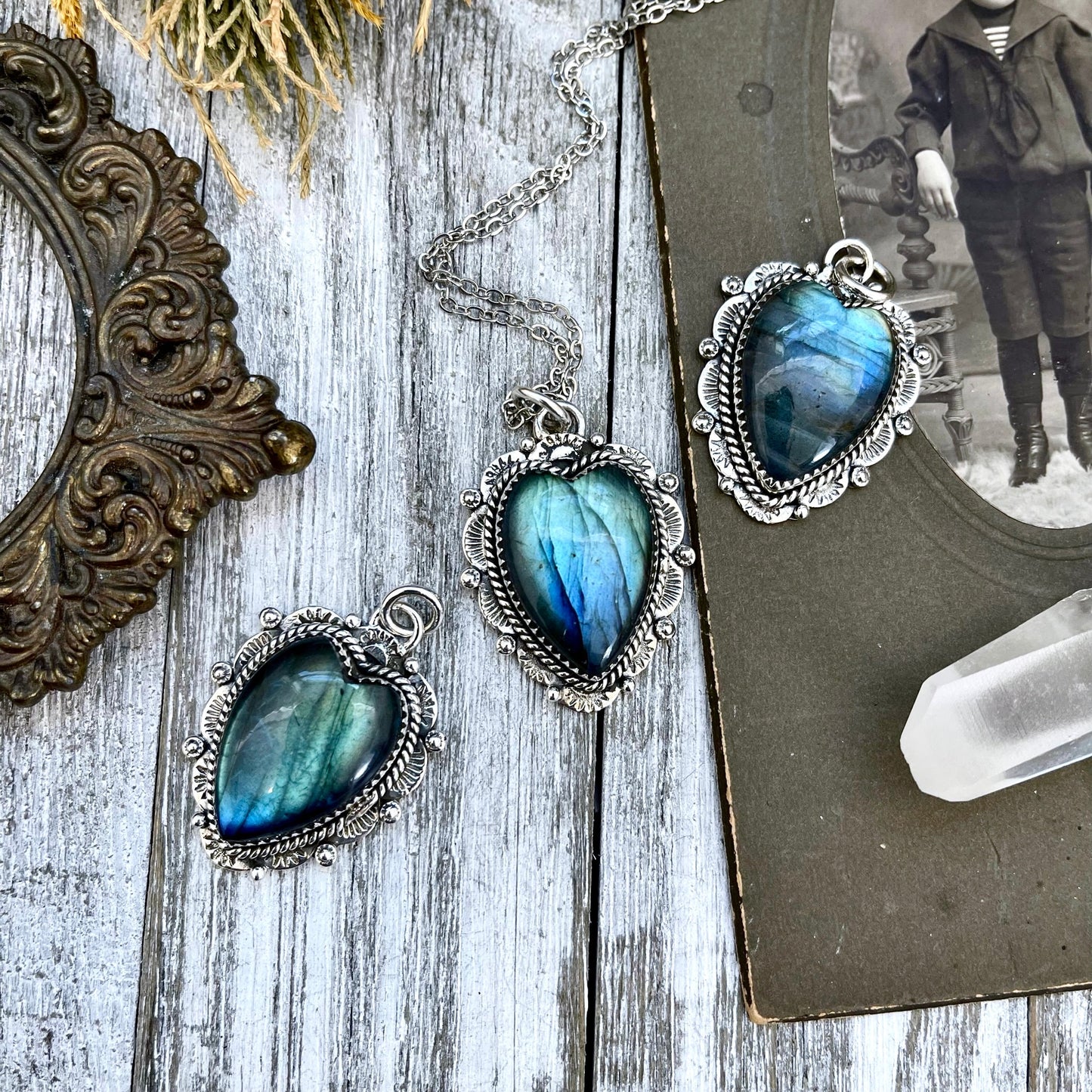 big crystal Necklace, Big Gothic Necklace, Big Silver Necklace, Big Stone Necklace, Blue Labradorite, Bohemian Jewelry, Crystal Necklace, Crystal Necklaces, Crystal Pendant, Etsy ID: 1333727365, FOXLARK- NECKLACES, Heart Jewelry, Heart Necklace, Jewelry,