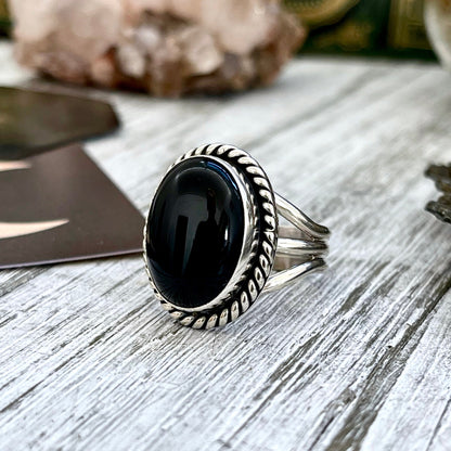Size 8 9 10 Black Onyx Statement Ring Set in Sterling Silver / Curated by FOXLARK Collection.