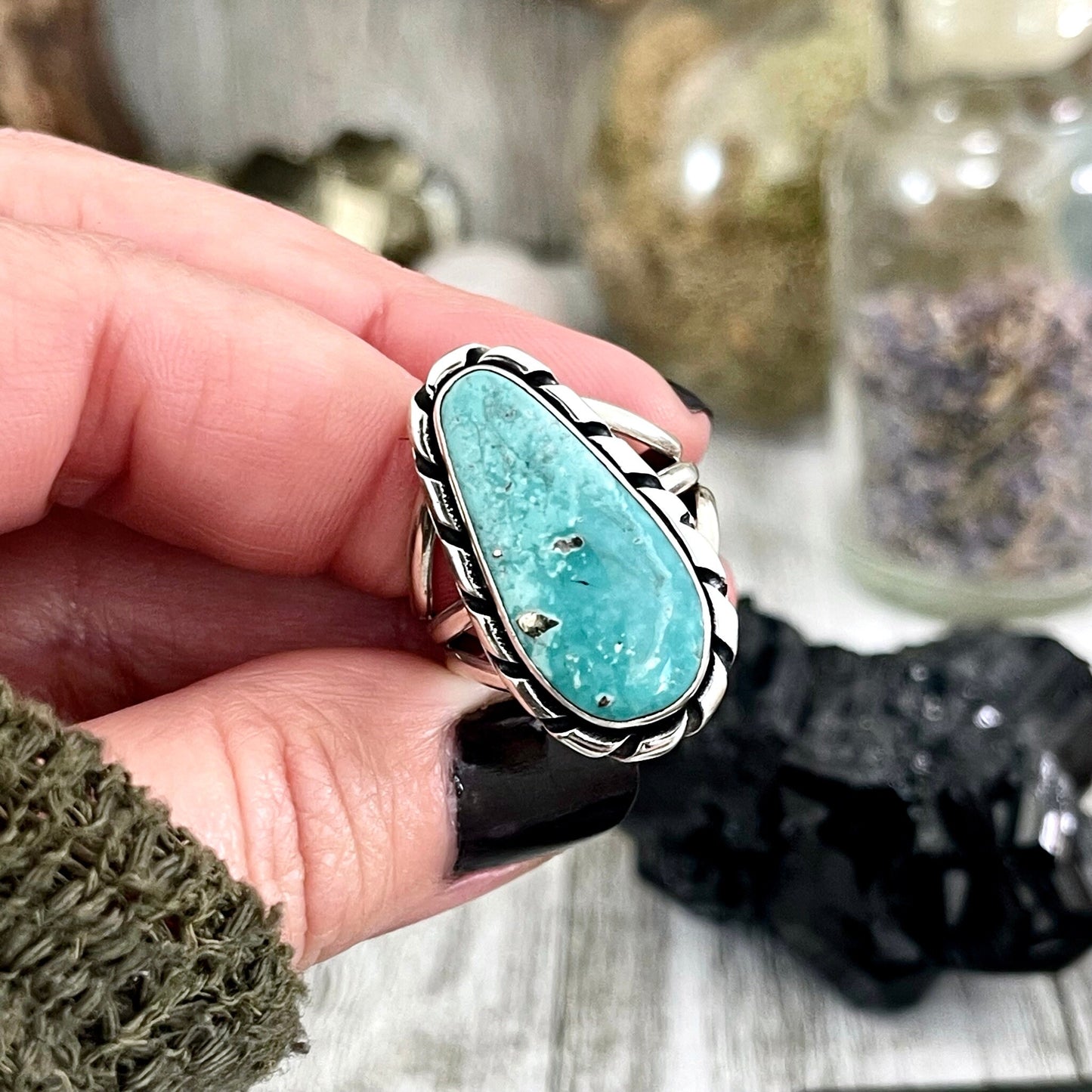 Bohemian Ring, boho jewelry, boho ring, Boulder Turquoise, crystal ring, CURATED- RINGS, Etsy ID: 1405479206, Festival Jewelry, Gift for Woman, gypsy ring, Jewelry, Large Crystal, Rings, Statement Rings, Sterling Silver, Sterling Silver Ring, Turquoise, T