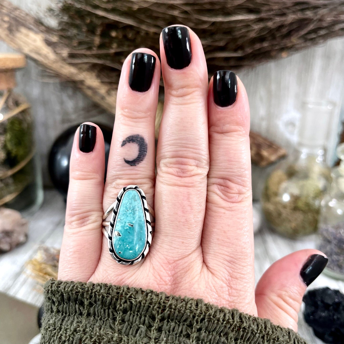 Bohemian Ring, boho jewelry, boho ring, Boulder Turquoise, crystal ring, CURATED- RINGS, Etsy ID: 1405479206, Festival Jewelry, Gift for Woman, gypsy ring, Jewelry, Large Crystal, Rings, Statement Rings, Sterling Silver, Sterling Silver Ring, Turquoise, T