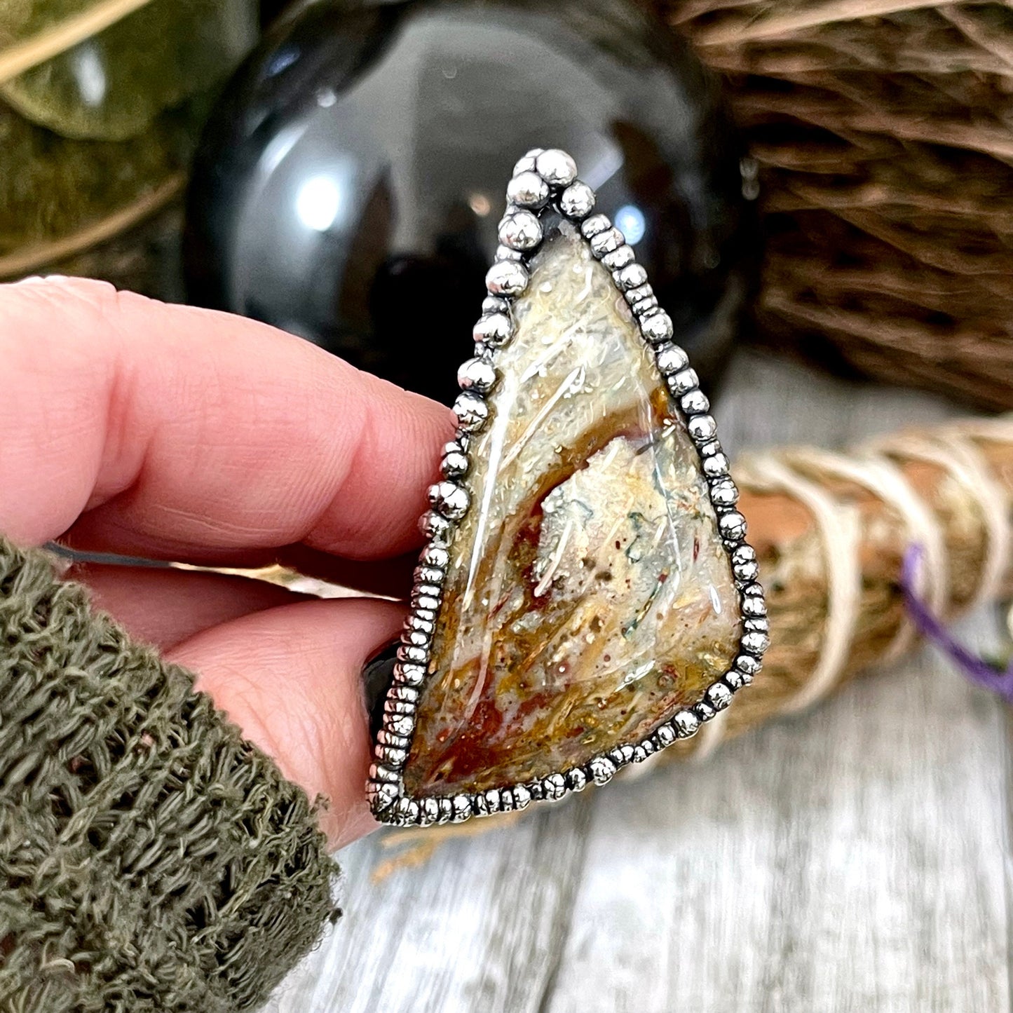 Unique Size 8.5 Large Fossilized Palm Root Statement Ring in Fine Silver / Foxlark Collection - One of a Kind.