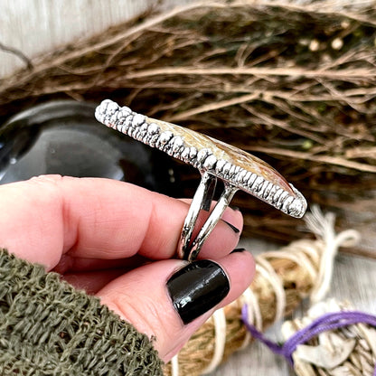 Unique Size 8.5 Large Fossilized Palm Root Statement Ring in Fine Silver / Foxlark Collection - One of a Kind.