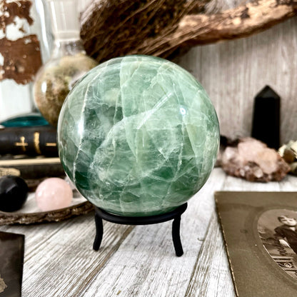 Large Green Fluorite Crystal Ball / FoxlarkCrystals.