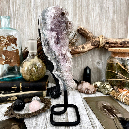 Large Purple Amethyst Crystal Druzy Geode With Stand / FoxlarkCrystals.