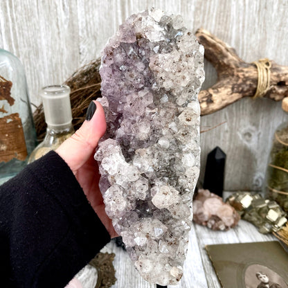 Large Purple Amethyst Crystal Druzy Geode With Stand / FoxlarkCrystals.