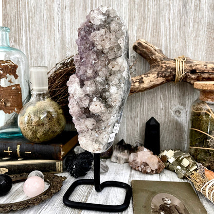 Large Purple Amethyst Crystal Druzy Geode With Stand / FoxlarkCrystals.