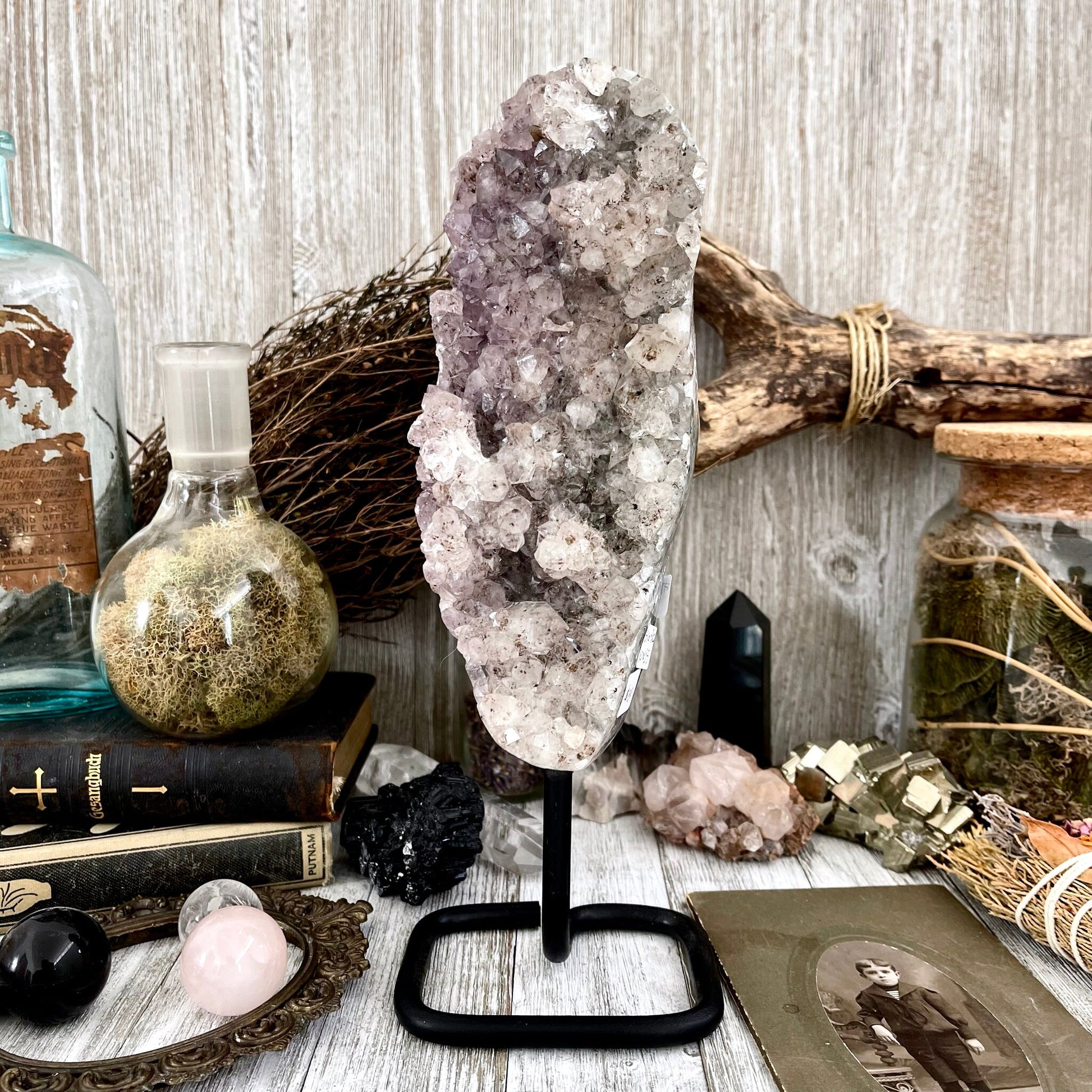 Large Purple Amethyst Crystal Druzy Geode With Stand / FoxlarkCrystals.