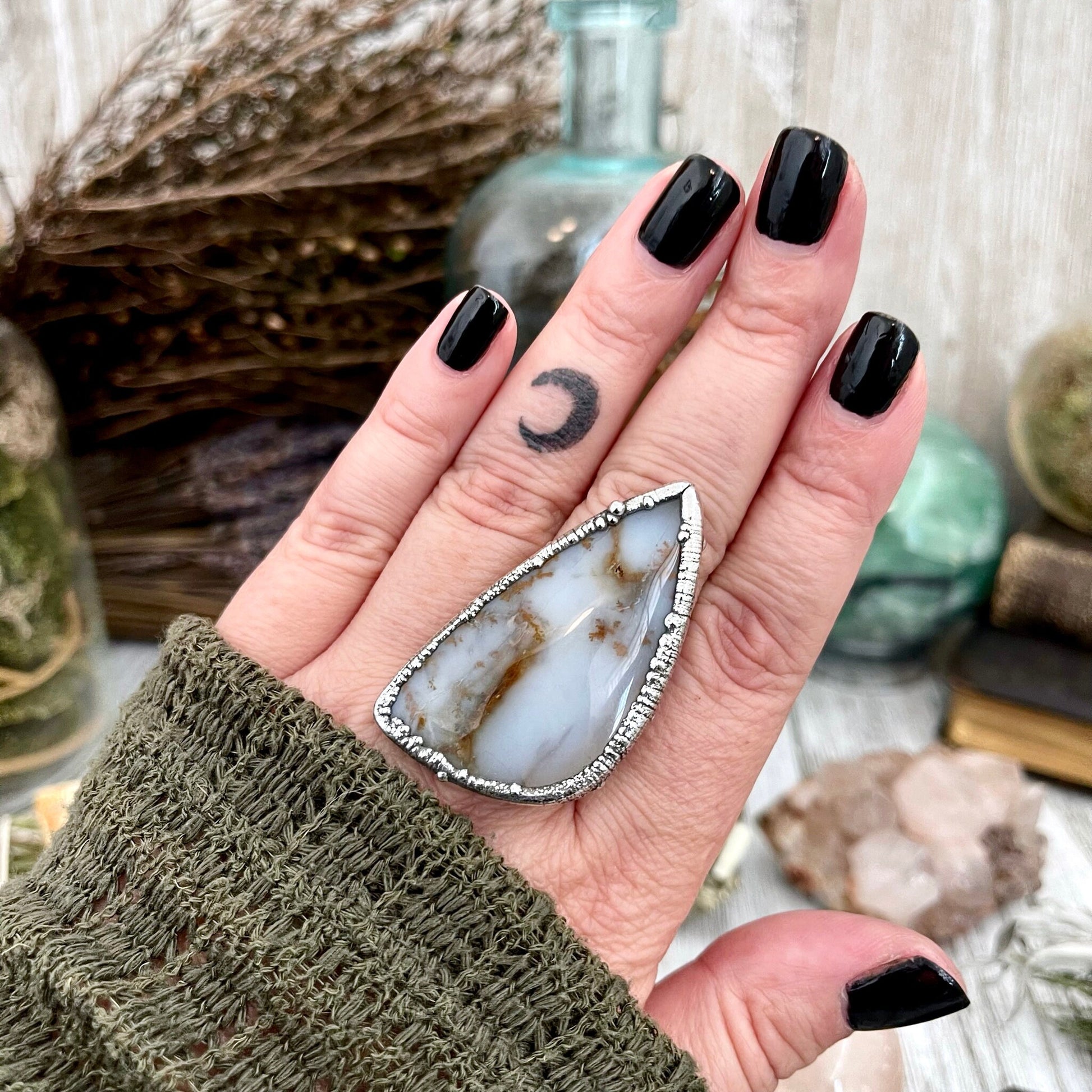 Big Bold Jewelry, Big Crystal Ring, Big Silver Ring, Big Statement Ring, Big Stone Ring, Bohemian Jewelry, Etsy ID: 1528050177, FOXLARK- RINGS, Jewelry, Large Boho Ring, Large Crystal Ring, Natural stone ring, Rings, silver crystal ring, Silver Jewelry, S