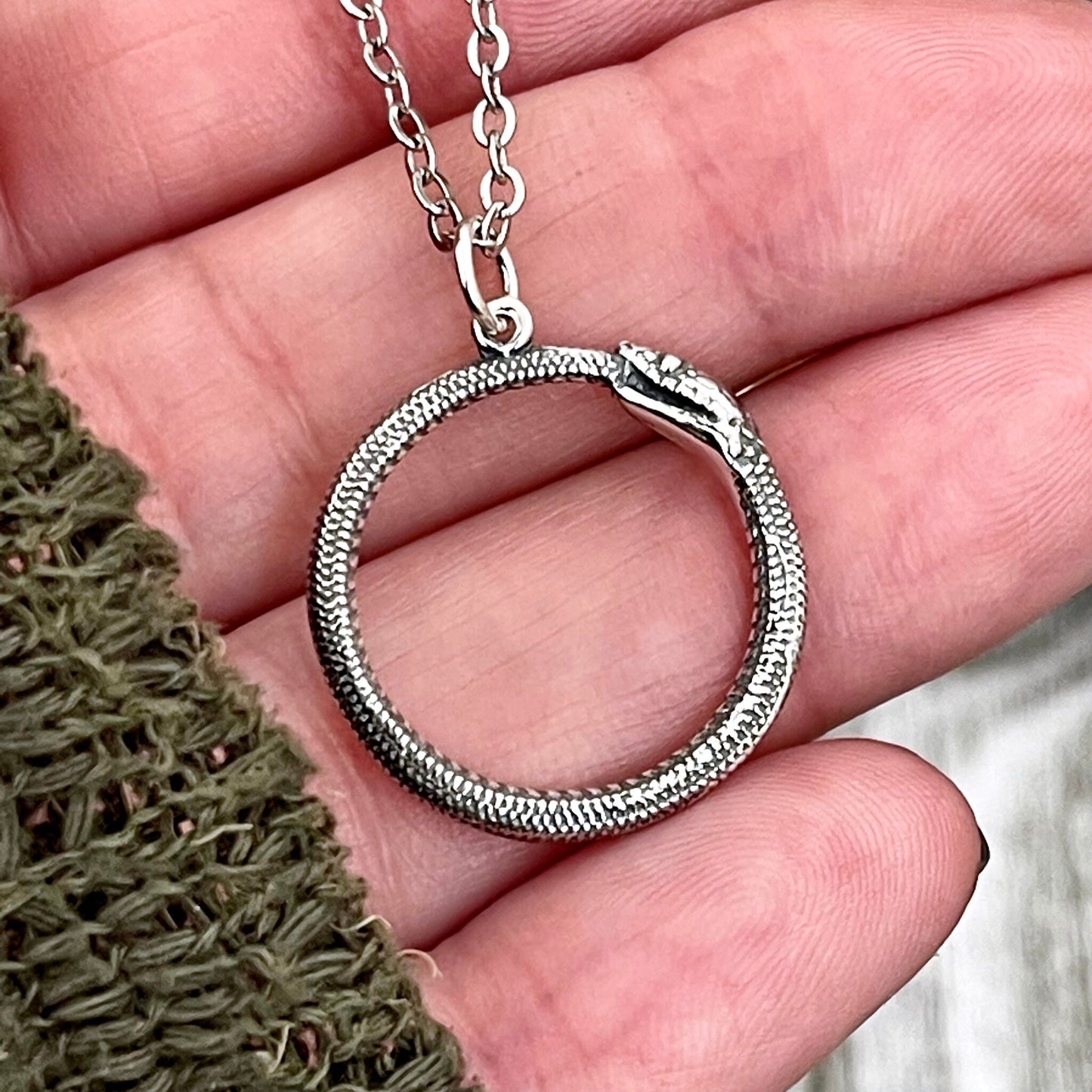 Tiny Talisman Collection - Ouroboros Snake Pendant 26x21mm