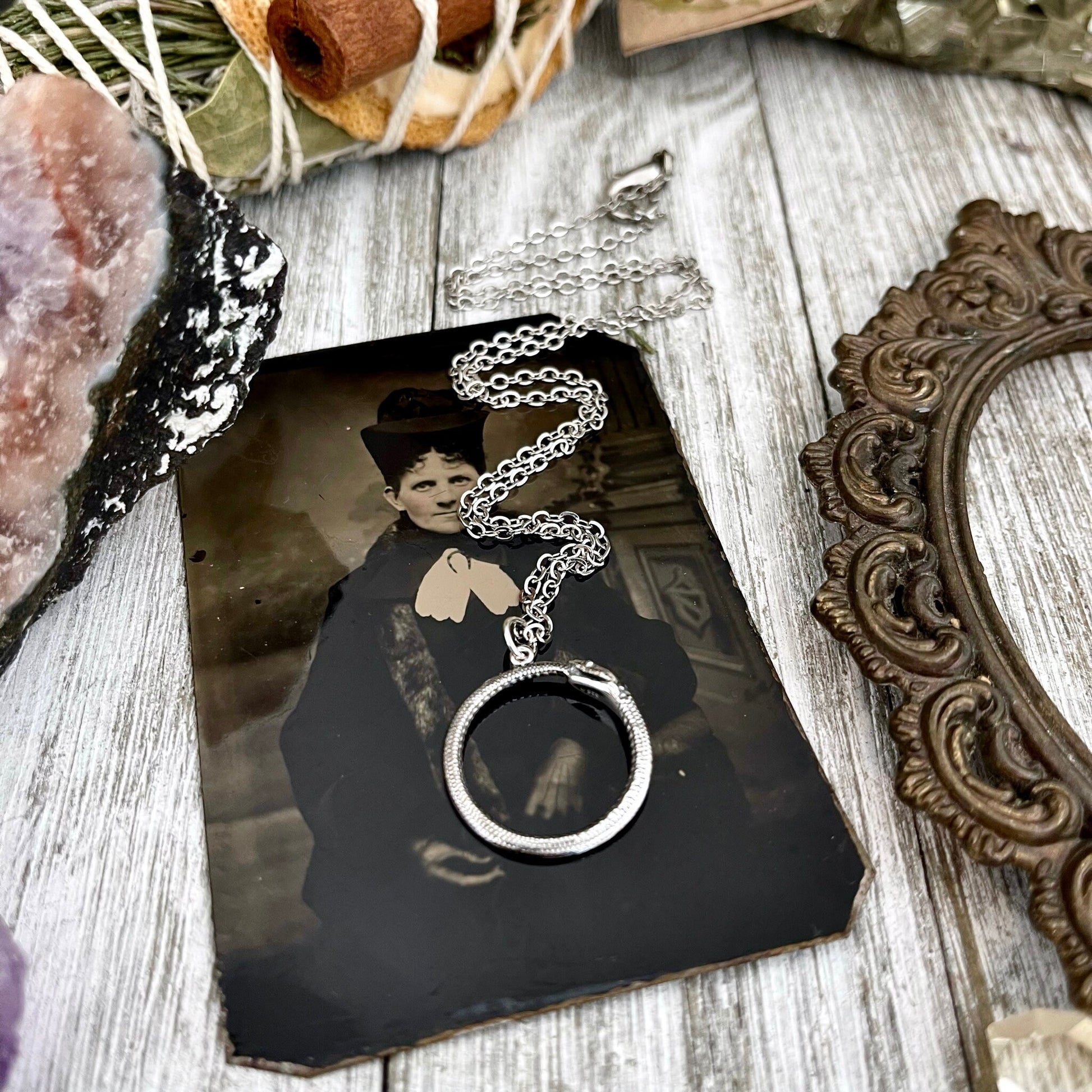 Tiny Talisman Collection - Ouroboros Snake Pendant 26x21mm