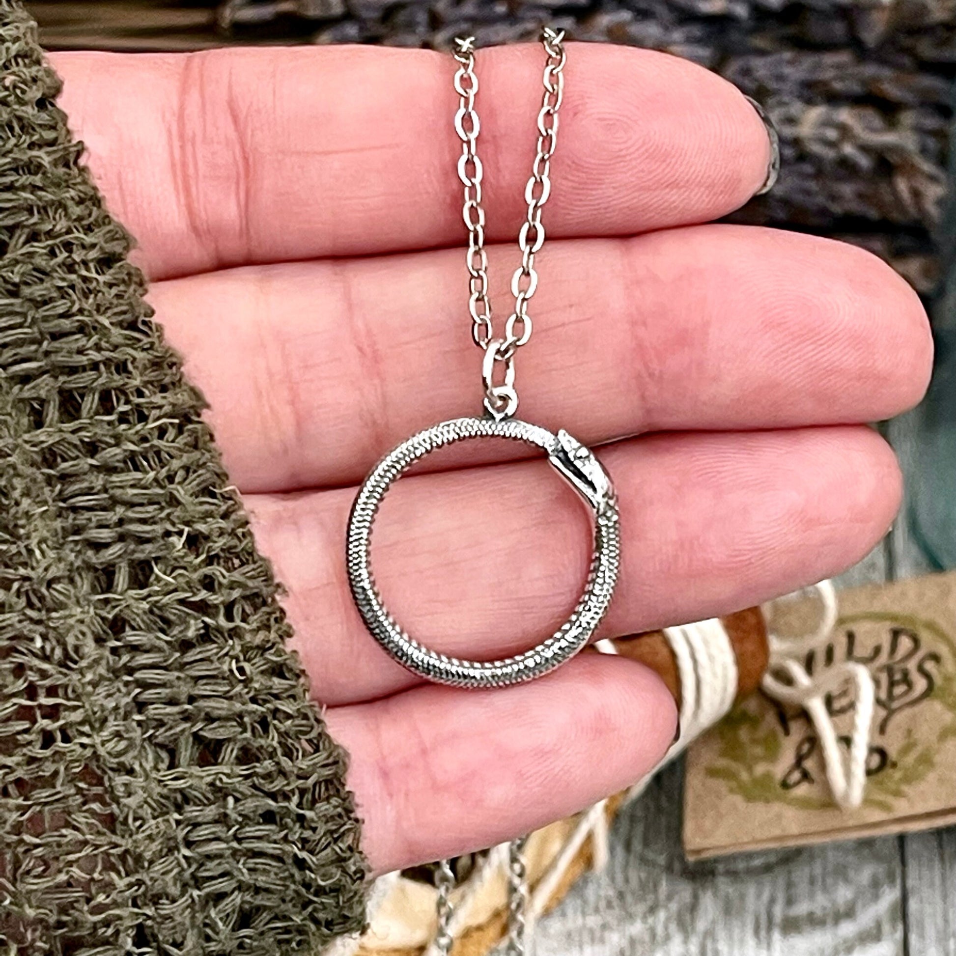 Tiny Talisman Collection - Ouroboros Snake Pendant 26x21mm