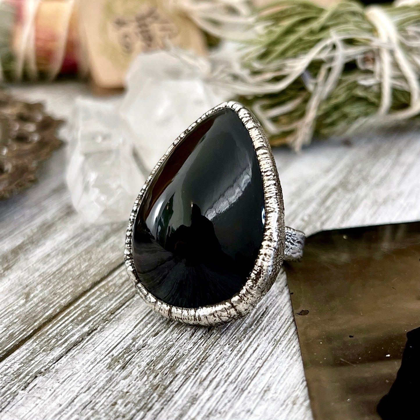 Big Bold Jewelry, Big Crystal Ring, Big Silver Ring, Big Statement Ring, Big Stone Ring, Black Obsidian, Bohemian Jewelry, Etsy ID: 1546624574, FOXLARK- RINGS, Jewelry, Large Boho Ring, Large Crystal Ring, Natural stone ring, Rings, silver crystal ring, S