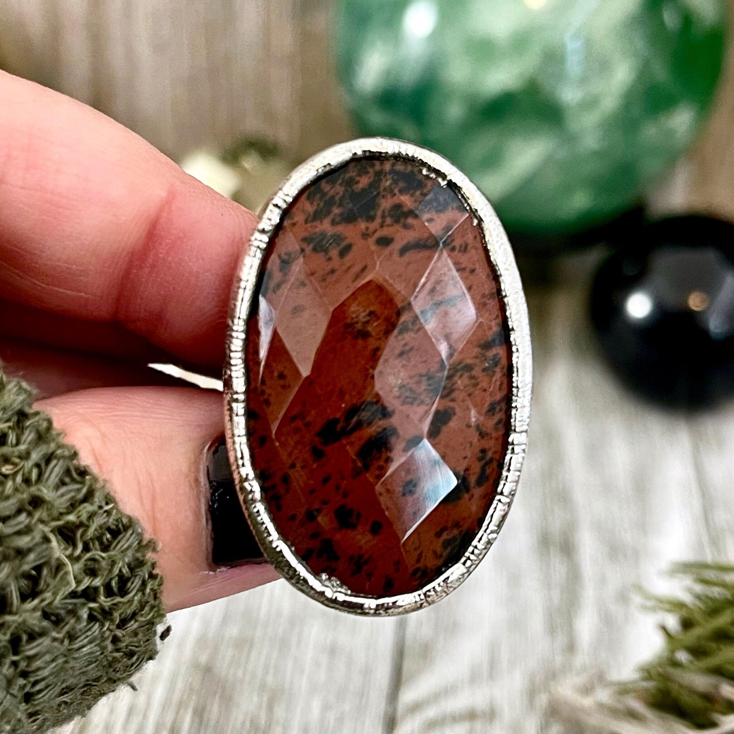 Big Silver Ring, Big Stone Ring, boho jewelry, crystal healing, Electroformed Ring, Etsy ID: 1560809191, FOXLARK- RINGS, gypsy ring, Hippie Ring, Jewelry, Large Crystal Ring, Mahogany Obsidian, Obsidian ring, raw crystal ring, raw quartz crystal, Rings, S