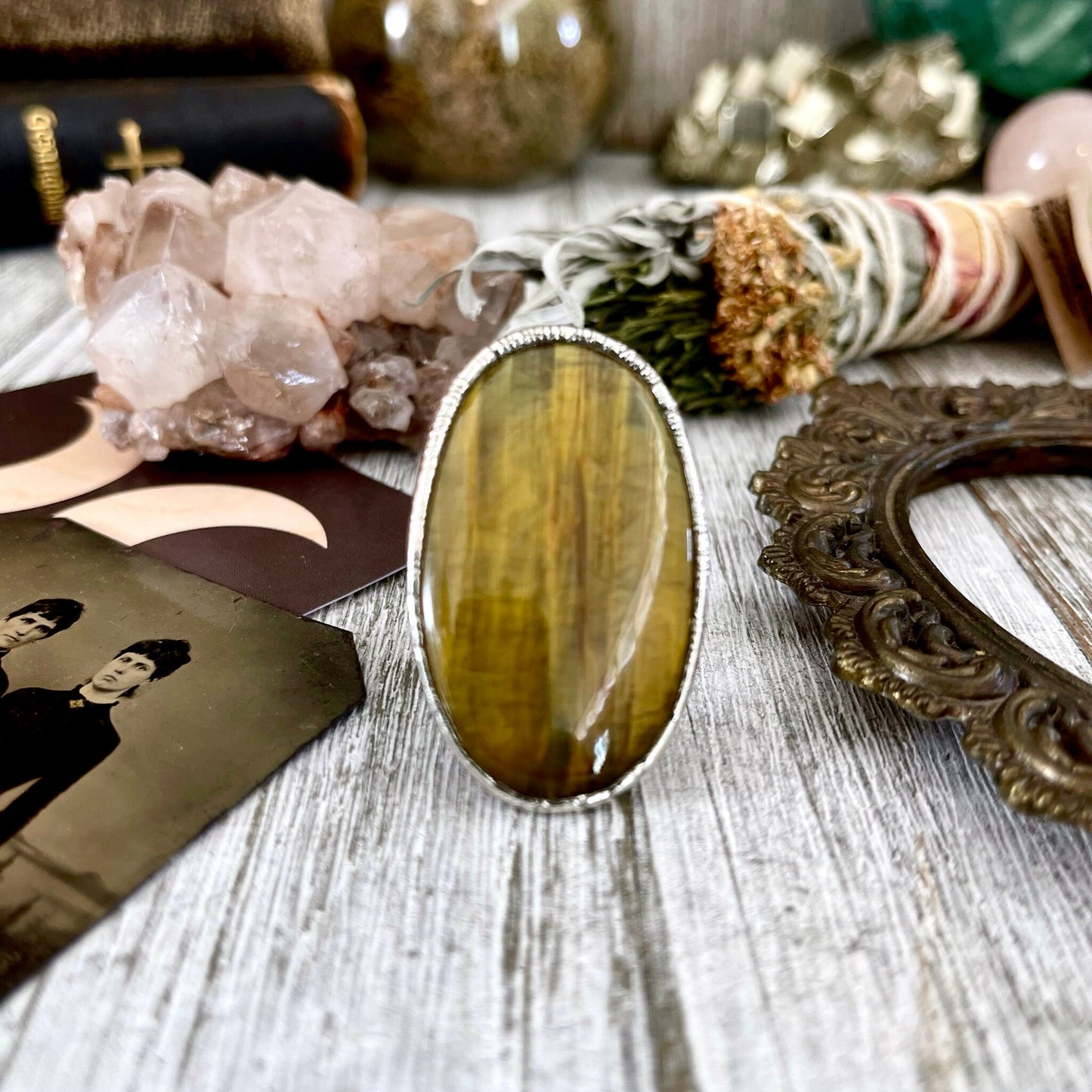 boho jewelry, crystal healing, crystal ring, Etsy ID: 1560802523, Foxlark Alchemy, FOXLARK- RINGS, gypsy ring, Jewelry, Natural stone ring, raw crystal ring, Rings, Silver Ring, Statement Ring, Statement Rings, teardrop ring, tigers eye jewelry, tigers ey