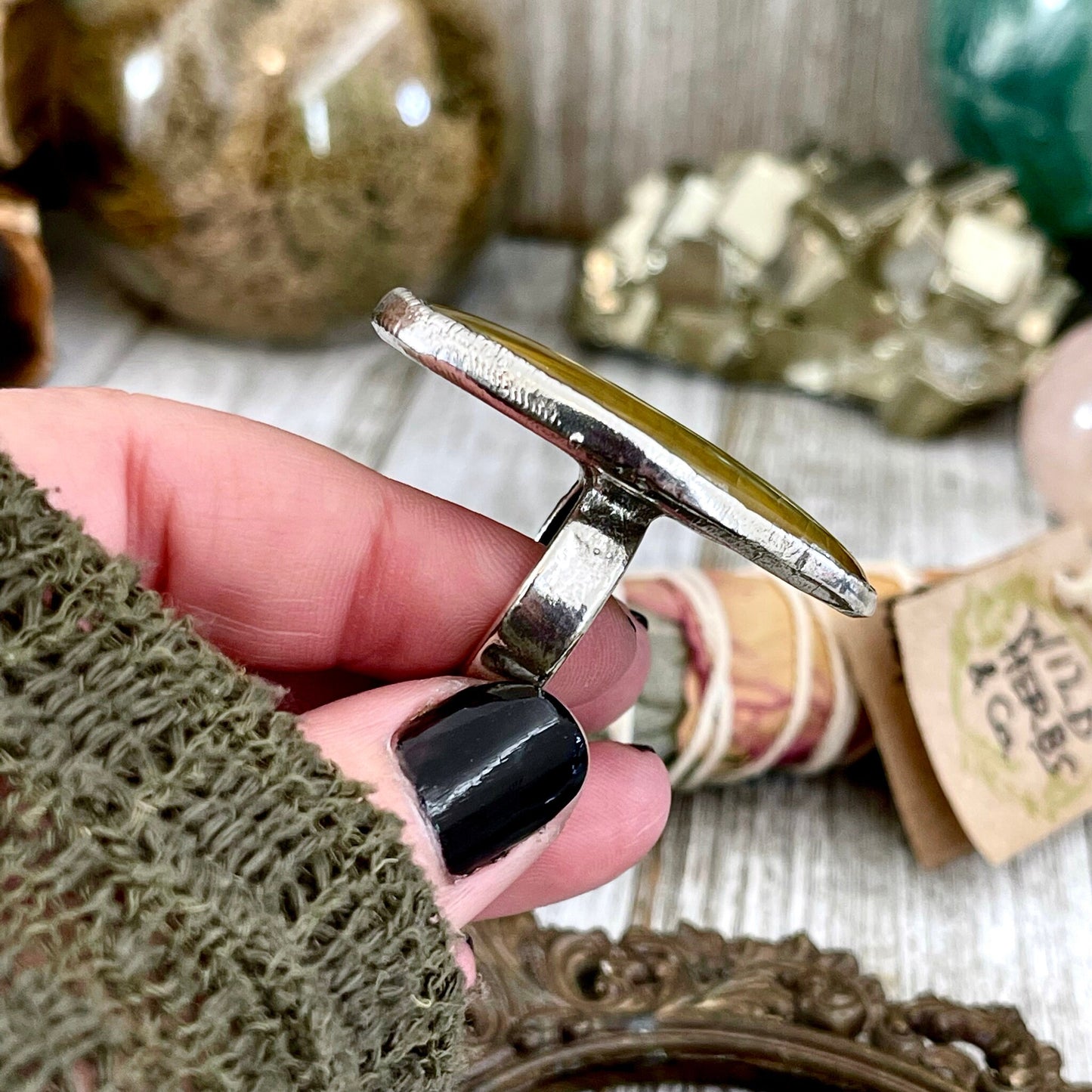 boho jewelry, crystal healing, crystal ring, Etsy ID: 1560802523, Foxlark Alchemy, FOXLARK- RINGS, gypsy ring, Jewelry, Natural stone ring, raw crystal ring, Rings, Silver Ring, Statement Ring, Statement Rings, teardrop ring, tigers eye jewelry, tigers ey