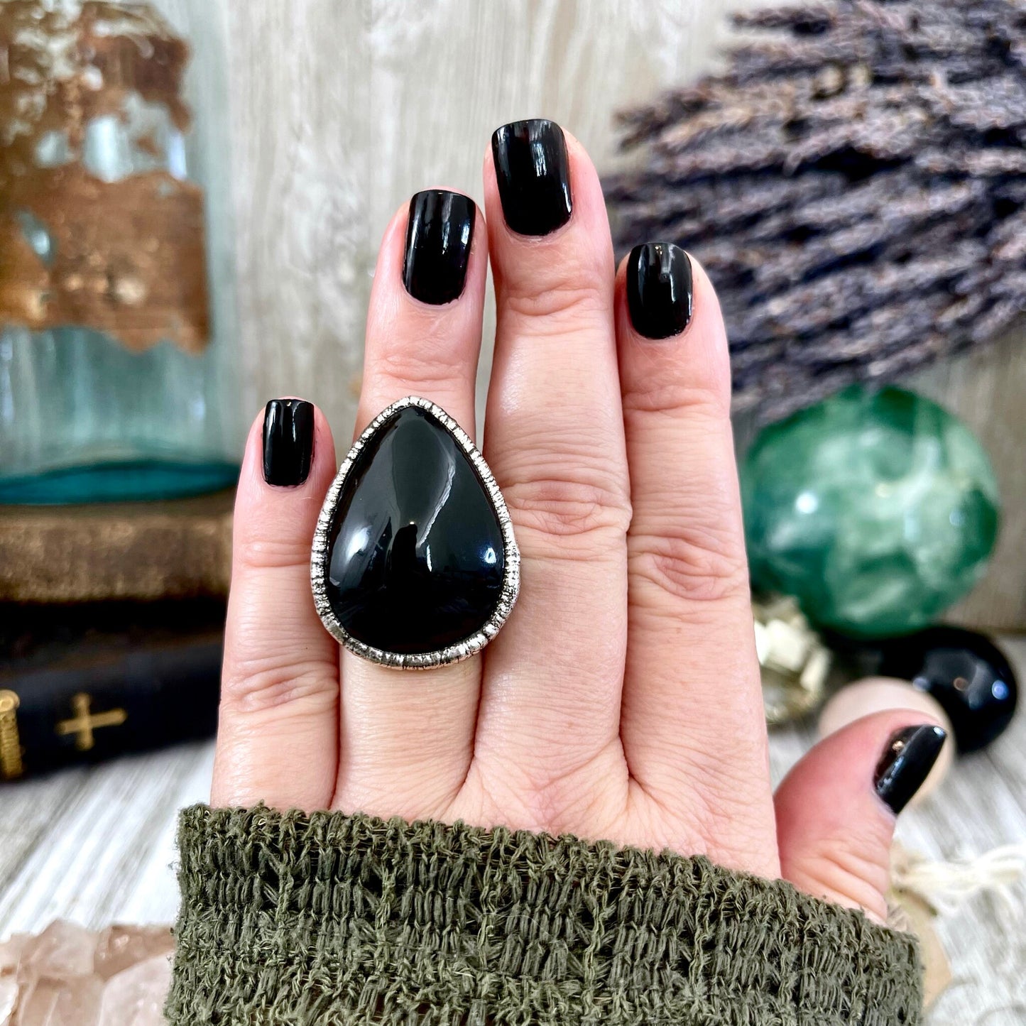 Big Bold Jewelry, Big Crystal Ring, Big Silver Ring, Big Statement Ring, Big Stone Ring, Black Obsidian, Bohemian Jewelry, Etsy ID: 1546624574, FOXLARK- RINGS, Jewelry, Large Boho Ring, Large Crystal Ring, Natural stone ring, Rings, silver crystal ring, S