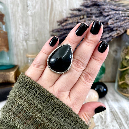 Big Bold Jewelry, Big Crystal Ring, Big Silver Ring, Big Statement Ring, Big Stone Ring, Black Obsidian, Bohemian Jewelry, Etsy ID: 1546624574, FOXLARK- RINGS, Jewelry, Large Boho Ring, Large Crystal Ring, Natural stone ring, Rings, silver crystal ring, S