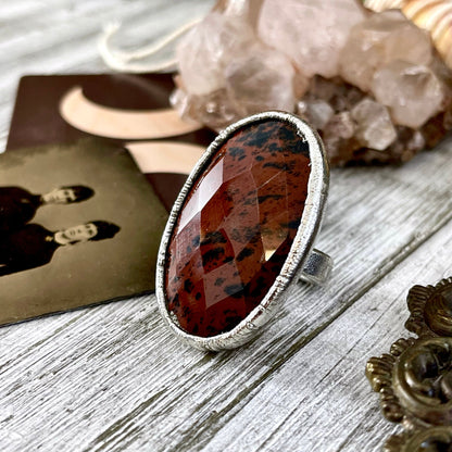 Big Silver Ring, Big Stone Ring, boho jewelry, crystal healing, Electroformed Ring, Etsy ID: 1560809191, FOXLARK- RINGS, gypsy ring, Hippie Ring, Jewelry, Large Crystal Ring, Mahogany Obsidian, Obsidian ring, raw crystal ring, raw quartz crystal, Rings, S