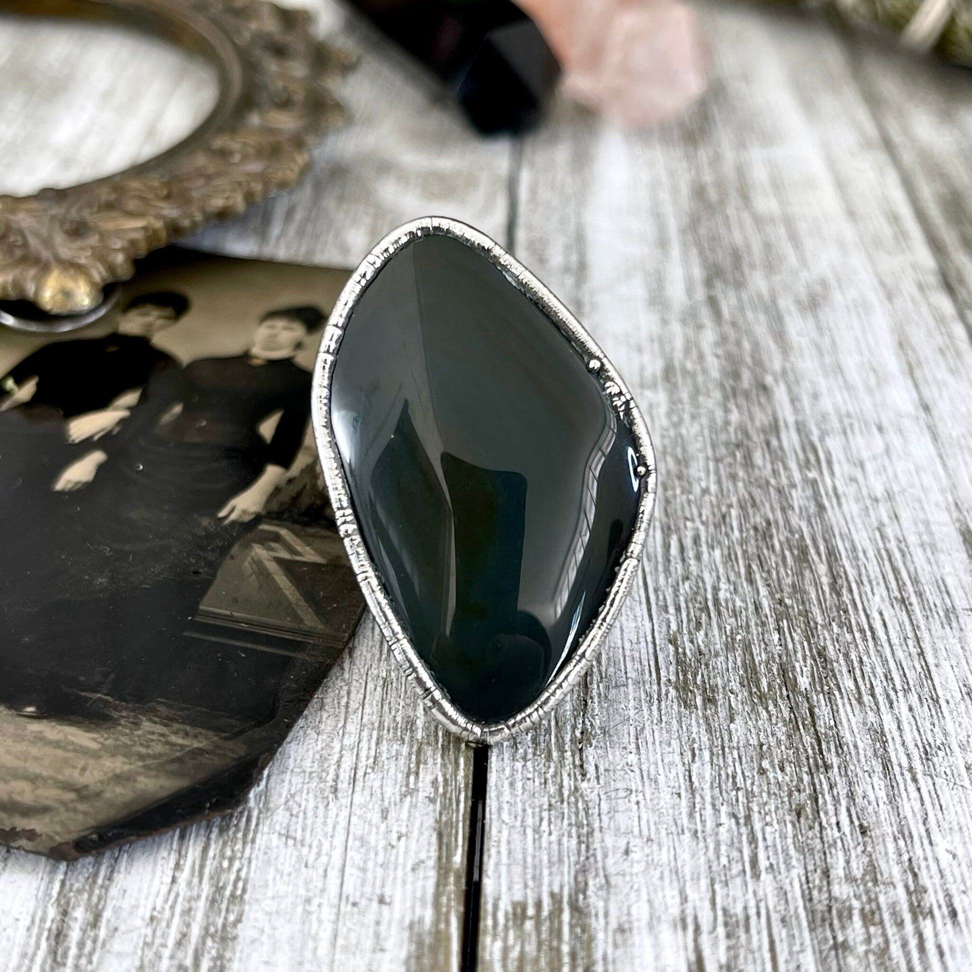 Big Bold Jewelry, Big Crystal Ring, Big Silver Ring, Big Statement Ring, Big Stone Ring, Black Obsidian, Bohemian Jewelry, Etsy ID: 1562125194, FOXLARK- RINGS, Jewelry, Large Boho Ring, Large Crystal Ring, Natural stone ring, Rainbow Obsidian, Rings, silv