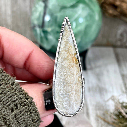 big Silver ring, Big Statement ring, Bohemian Jewelry, Bohemian Ring, Boho Crystal Jewelry, Boho Ring, Crystal Jewelry, Crystal Ring, Etsy ID: 1576291893, Fossil Coral Ring, FOXLARK- RINGS, Gypsy Jewelry, Jewelry, Large Stone Ring, Natural Stone Ring, Rin