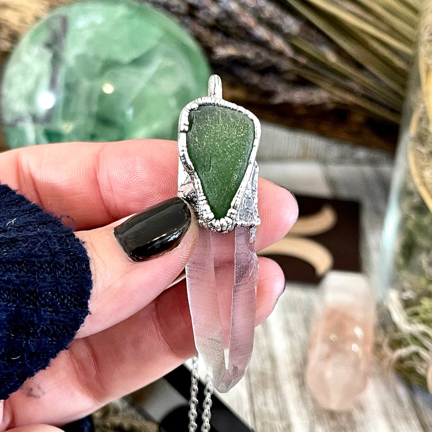 Big Crystal Necklace, Bohemian Jewelry, Crystal Jewelry, Crystal Necklaces, Electroformed, Etsy ID: 1571856994, FOXLARK- NECKLACES, Jewelry, Large Crystal, Large Raw Crystal, Necklaces, Raw crystal jewelry, raw crystal necklace, Raw Stone Necklace, Sea Gl