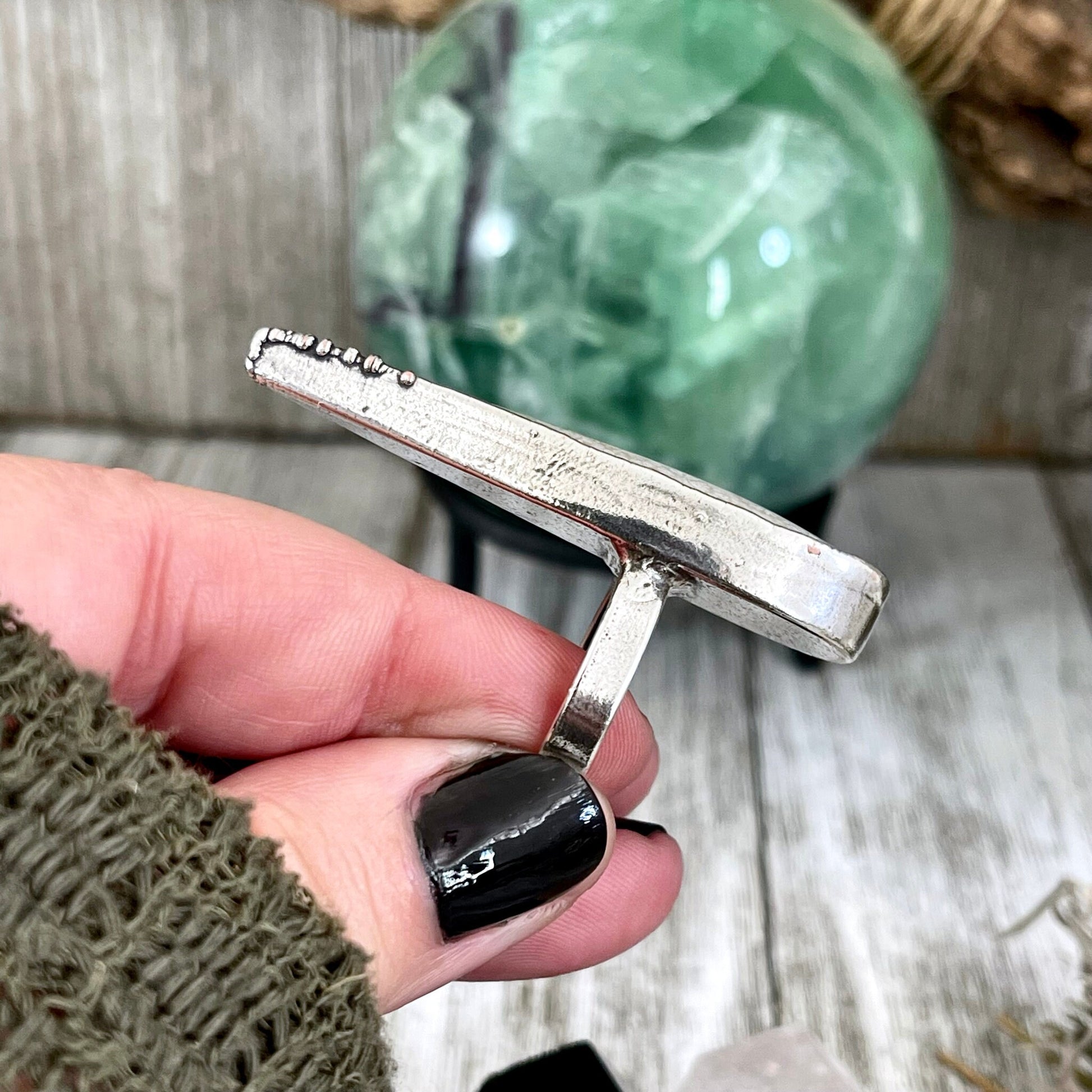 big Silver ring, Big Statement ring, Bohemian Jewelry, Bohemian Ring, Boho Crystal Jewelry, Boho Ring, Crystal Jewelry, Crystal Ring, Etsy ID: 1576291893, Fossil Coral Ring, FOXLARK- RINGS, Gypsy Jewelry, Jewelry, Large Stone Ring, Natural Stone Ring, Rin