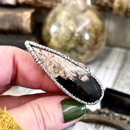 Big Bold Jewelry, Big Crystal Ring, Big Silver Ring, Big Stone Ring, Etsy ID: 1592184439, Fossilized Palm Root, FOXLARK- RINGS, Jewelry, Large Boho Ring, Large Crystal Ring, Large Stone Ring, Natural stone ring, Rings, silver crystal ring, Silver Stone Je