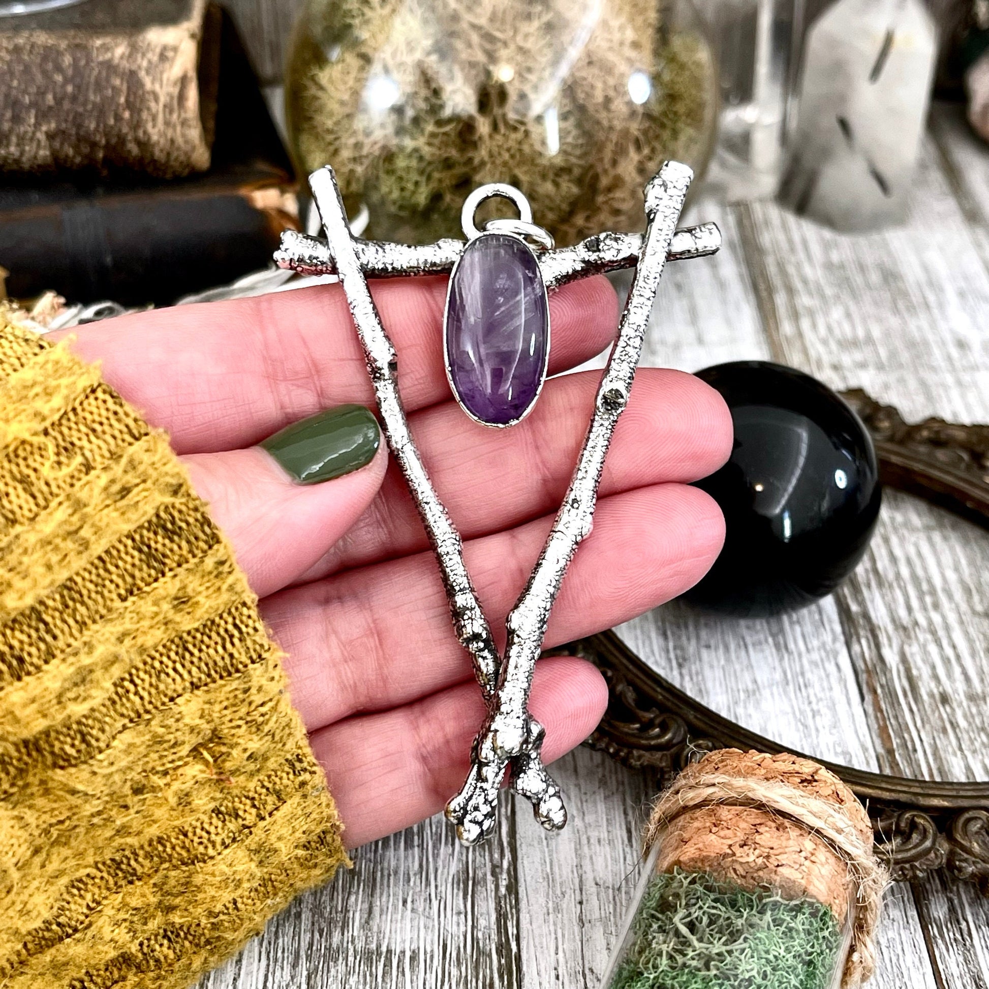 amethyst necklace, big crystal Necklace, Big Gothic Necklace, Bohemian Jewelry, Crystal Necklaces, Crystal Pendant, Etsy ID: 1586948406, FOXLARK- NECKLACES, Jewelry, nature inspired, Necklaces, Silver Jewelry, Silver Necklace, Silver Stone Jewelry, Statem