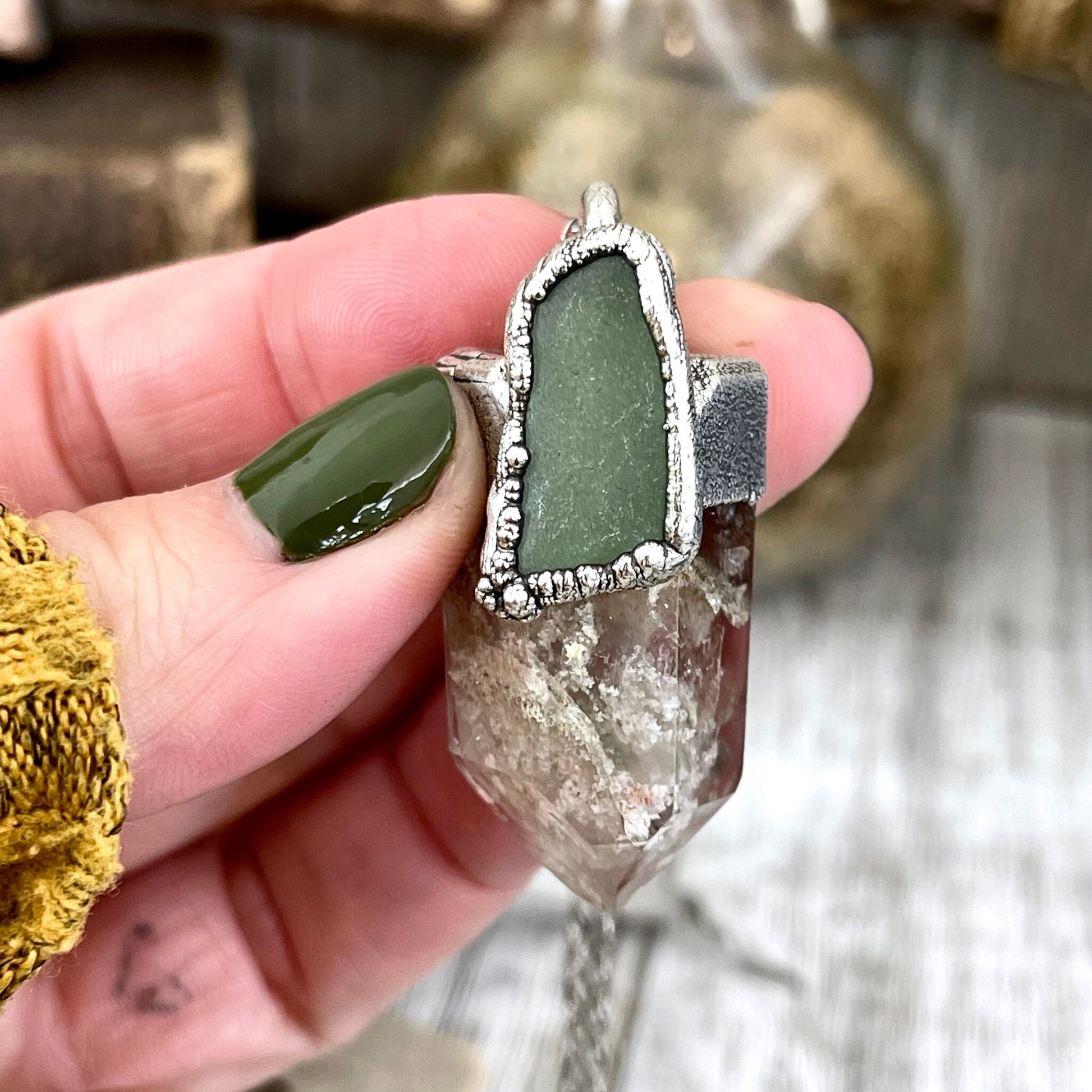 Big Crystal Necklace, Bohemian Jewelry, Crystal Jewelry, Crystal Necklaces, electroformed, Etsy ID: 1571868204, FOXLARK- NECKLACES, Jewelry, Large Crystal, Large Raw Crystal, Necklaces, Raw crystal jewelry, raw crystal necklace, Raw Stone Necklace, Sea Gl