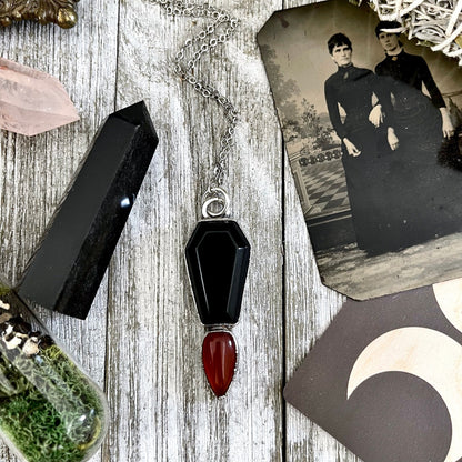 Black Onyx, Black Onyx Necklace, Bohemian Jewelry, Carnelian Necklace, Coffin Jewelry, Coffin Necklace, Crystal Jewelry, Crystal Necklace, Crystal Necklaces, Etsy ID: 1586962562, FOXLARK- NECKLACES, Gothic Jewelry, Gothic Necklace, Gothic Pendent, Jewelry