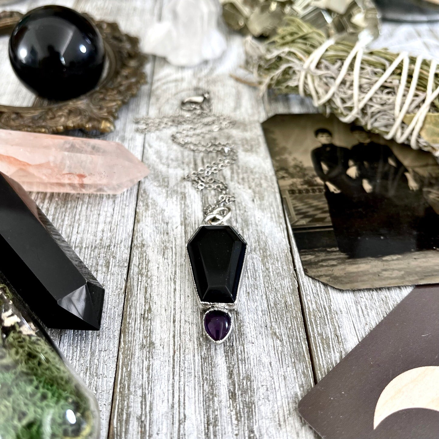 Amethyst, Amethyst Necklace, Black Onyx, Black Onyx Necklace, Bohemian Jewelry, Coffin Jewelry, Coffin Necklace, Crystal Jewelry, Crystal Necklace, Crystal Necklaces, Etsy ID: 1586964396, FOXLARK- NECKLACES, Gothic Jewelry, Gothic Necklace, Gothic Pendent