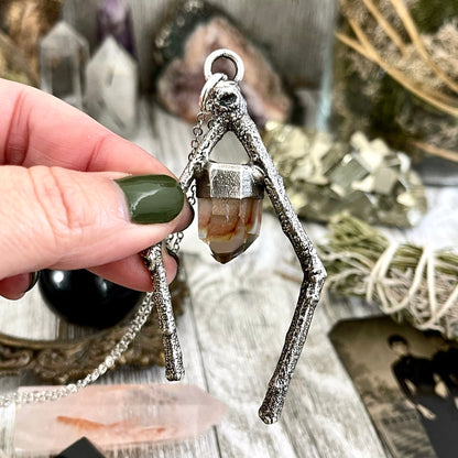 big crystal Necklace, Big Gothic Necklace, Bohemian Jewelry, Crystal Necklaces, Crystal Pendant, Etsy ID: 1587009156, FOXLARK- NECKLACES, garden quartz, Jewelry, nature inspired, Necklaces, Silver Jewelry, Silver Necklace, Silver Stone Jewelry, Statement