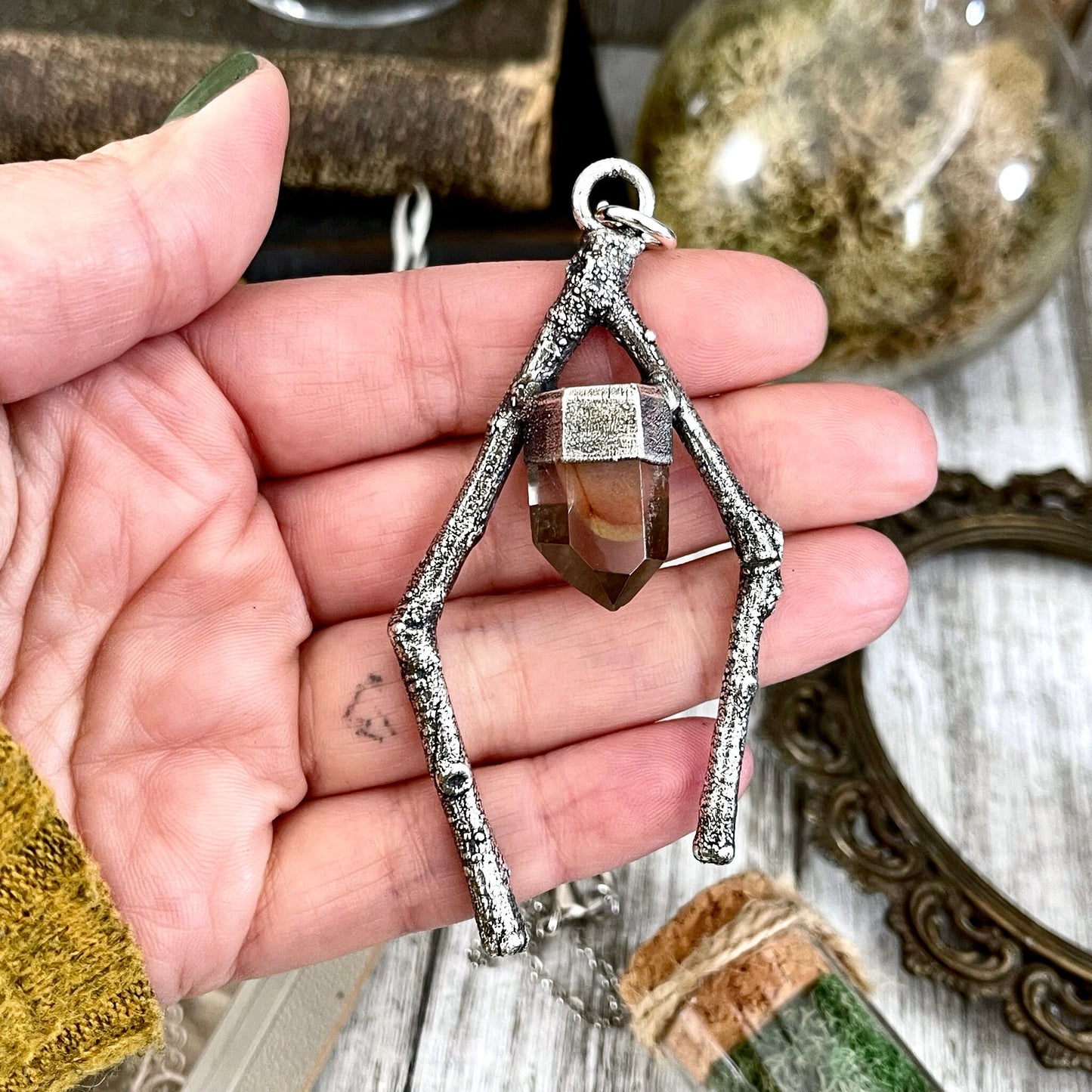 big crystal Necklace, Big Gothic Necklace, Bohemian Jewelry, Crystal Necklaces, Crystal Pendant, Etsy ID: 1587009156, FOXLARK- NECKLACES, garden quartz, Jewelry, nature inspired, Necklaces, Silver Jewelry, Silver Necklace, Silver Stone Jewelry, Statement