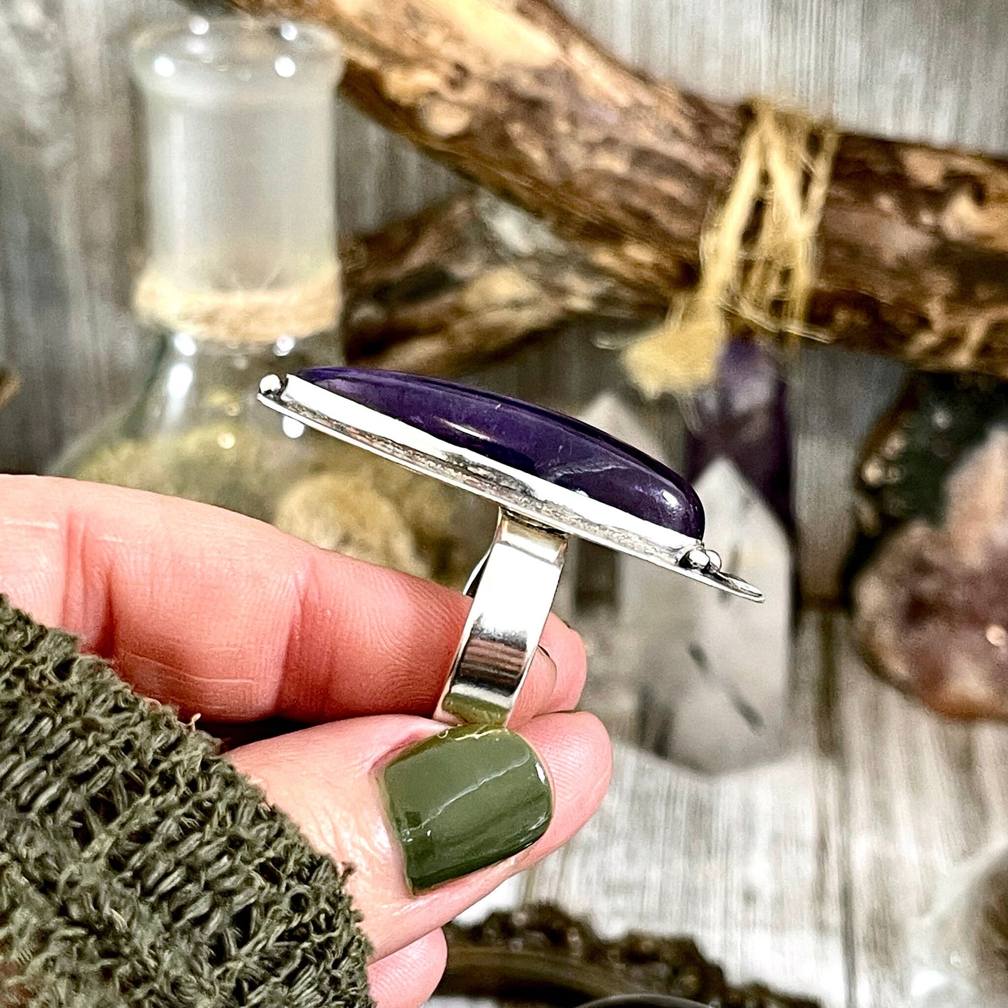 Adjustable, Amethyst ring, Bohemian Jewelry, Bohemian Ring, boho jewelry, boho ring, crystal ring, Etsy ID: 1592387820, Foxlark Alchemy, FOXLARK- RINGS, gypsy ring, Jewelry, Moon Jewelry, Moon Ring, Rings, Statement Rings, Wholesale, Witchy Jewelry