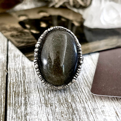 Big Bold Jewelry, Big Crystal Ring, Big Silver Ring, Big Statement Ring, Big Stone Ring, Etsy ID: 1599128786, FOXLARK- RINGS, Golden Sheen, Jewelry, Large Boho Ring, Large Crystal Ring, Natural stone ring, Obsidian Ring, Rings, silver crystal ring, Silver