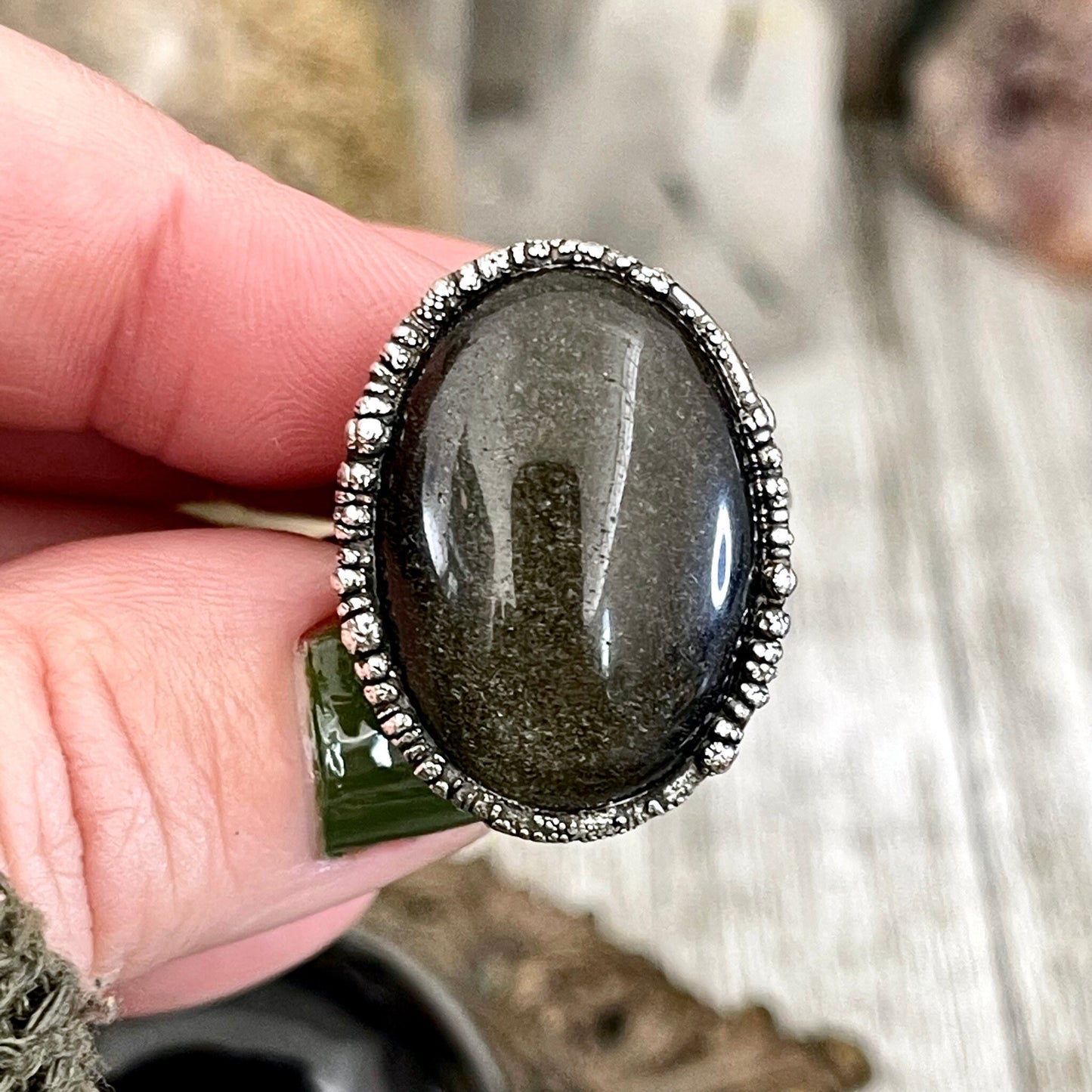 Big Bold Jewelry, Big Crystal Ring, Big Silver Ring, Big Statement Ring, Big Stone Ring, Etsy ID: 1599128786, FOXLARK- RINGS, Golden Sheen, Jewelry, Large Boho Ring, Large Crystal Ring, Natural stone ring, Obsidian Ring, Rings, silver crystal ring, Silver