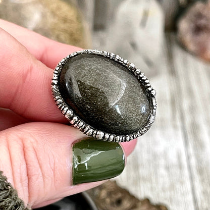 Big Bold Jewelry, Big Crystal Ring, Big Silver Ring, Big Statement Ring, Big Stone Ring, Etsy ID: 1599128786, FOXLARK- RINGS, Golden Sheen, Jewelry, Large Boho Ring, Large Crystal Ring, Natural stone ring, Obsidian Ring, Rings, silver crystal ring, Silver