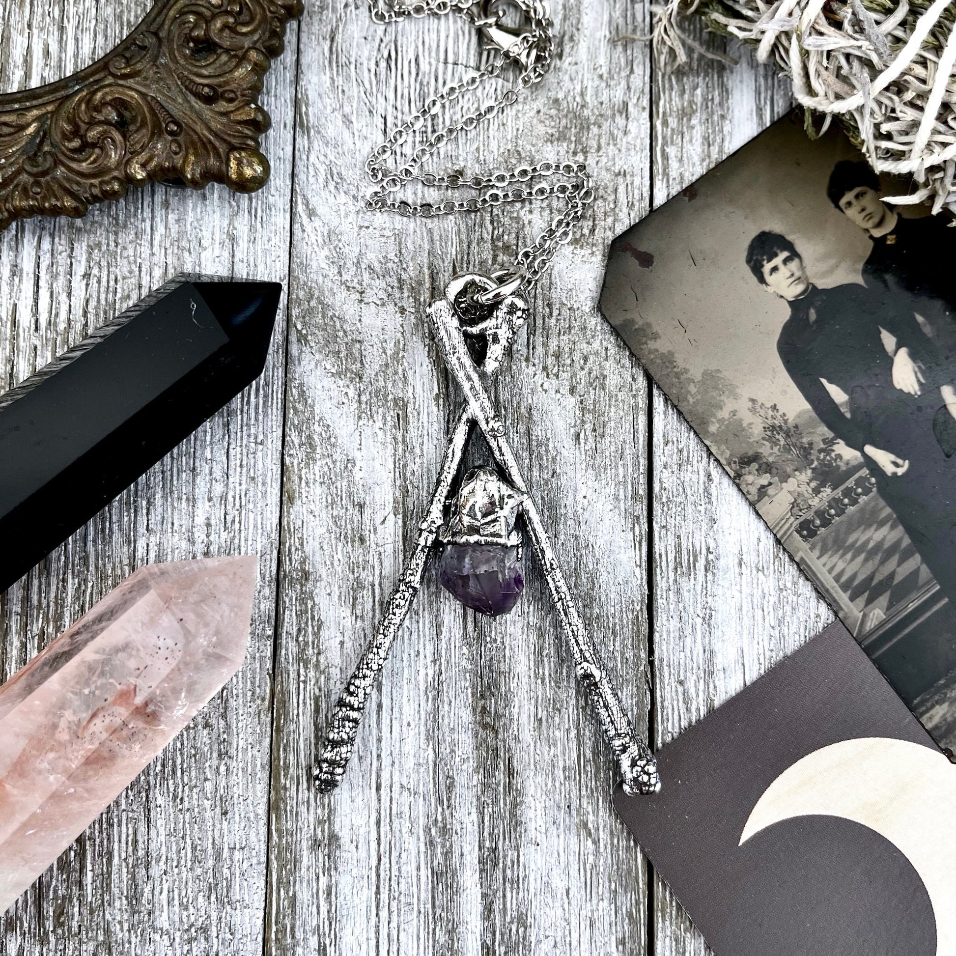 Amethyst Necklace, big crystal Necklace, Big Gothic Necklace, Bohemian Jewelry, Crystal Necklaces, Crystal Pendant, Etsy ID: 1601115195, FOXLARK- NECKLACES, Jewelry, nature inspired, Necklaces, Silver Jewelry, Silver Necklace, Silver Stone Jewelry, Statem