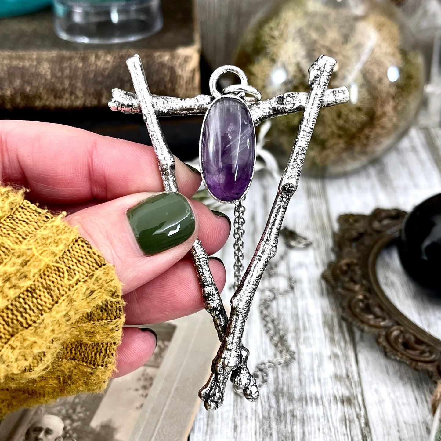 amethyst necklace, big crystal Necklace, Big Gothic Necklace, Bohemian Jewelry, Crystal Necklaces, Crystal Pendant, Etsy ID: 1586948406, FOXLARK- NECKLACES, Jewelry, nature inspired, Necklaces, Silver Jewelry, Silver Necklace, Silver Stone Jewelry, Statem