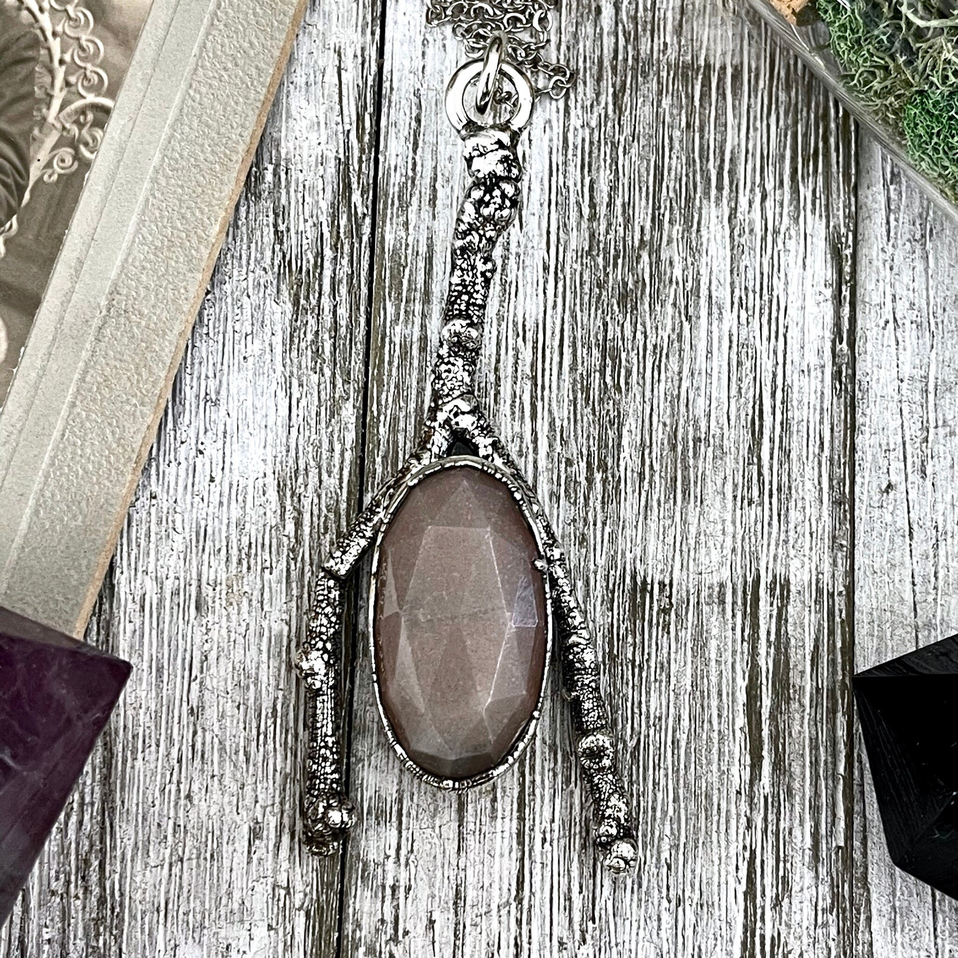 Big Crystal Necklace, Bohemian Jewelry, Crystal Necklaces, Etsy ID: 1601128073, FOXLARK- NECKLACES, Jewelry, Large Crystal, Large Raw Crystal, layering necklace, Necklaces, peach moonstone, Raw crystal jewelry, raw crystal necklace, Raw Stone Necklace, Si