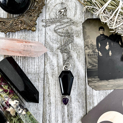 Amethyst, Amethyst Necklace, Black Onyx, Black Onyx Necklace, Bohemian Jewelry, Coffin Jewelry, Coffin Necklace, Crystal Jewelry, Crystal Necklace, Crystal Necklaces, Etsy ID: 1586964396, FOXLARK- NECKLACES, Gothic Jewelry, Gothic Necklace, Gothic Pendent