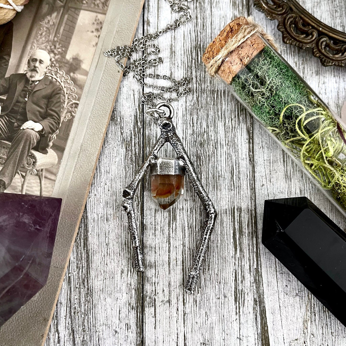 big crystal Necklace, Big Gothic Necklace, Bohemian Jewelry, Crystal Necklaces, Crystal Pendant, Etsy ID: 1587009156, FOXLARK- NECKLACES, garden quartz, Jewelry, nature inspired, Necklaces, Silver Jewelry, Silver Necklace, Silver Stone Jewelry, Statement