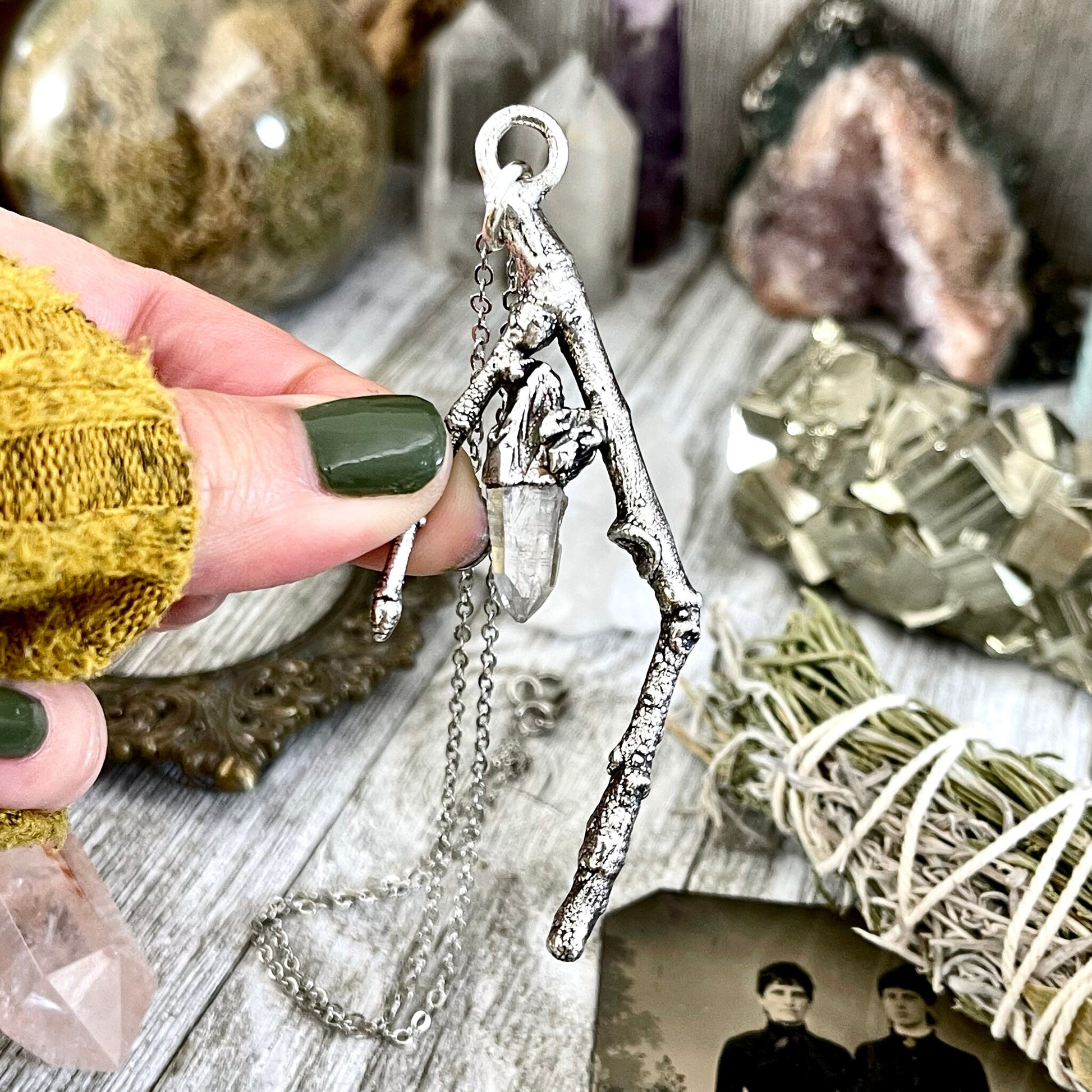 big crystal Necklace, Big Gothic Necklace, Bohemian Jewelry, clear quartz, Crystal Necklaces, Crystal Pendant, Etsy ID: 1601122993, FOXLARK- NECKLACES, Jewelry, nature inspired, Necklaces, Silver Jewelry, Silver Necklace, Silver Stone Jewelry, Statement N