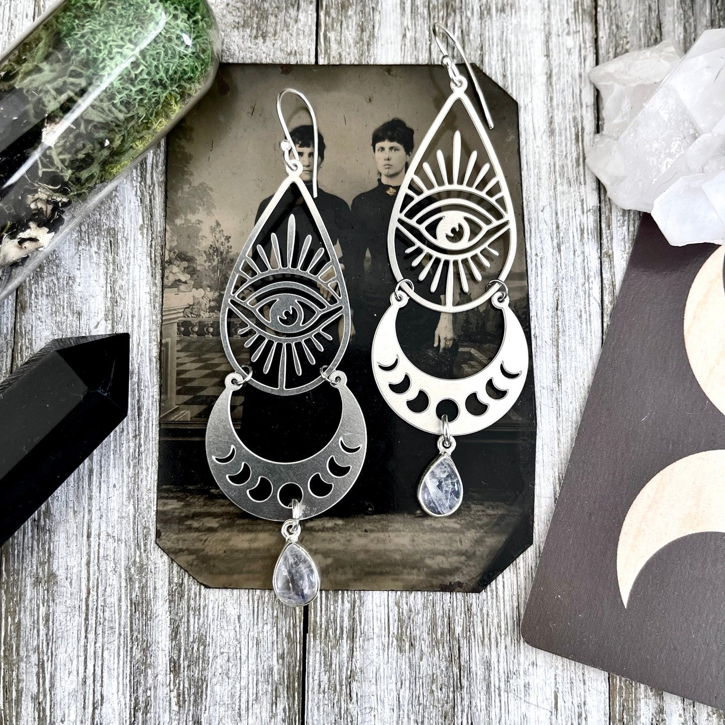 Big Earrings, blackened silver, bohemian earrings, Boho Earrings, Crescent moon, Dangle & Drop Earrings, Dangly Earrings, Earrings, Etsy ID: 1599150180, Geometric Earrings, Hoop Earrings, Jewelry, Long Earrings, Silver Earrings, silver hoops, Sterling sil