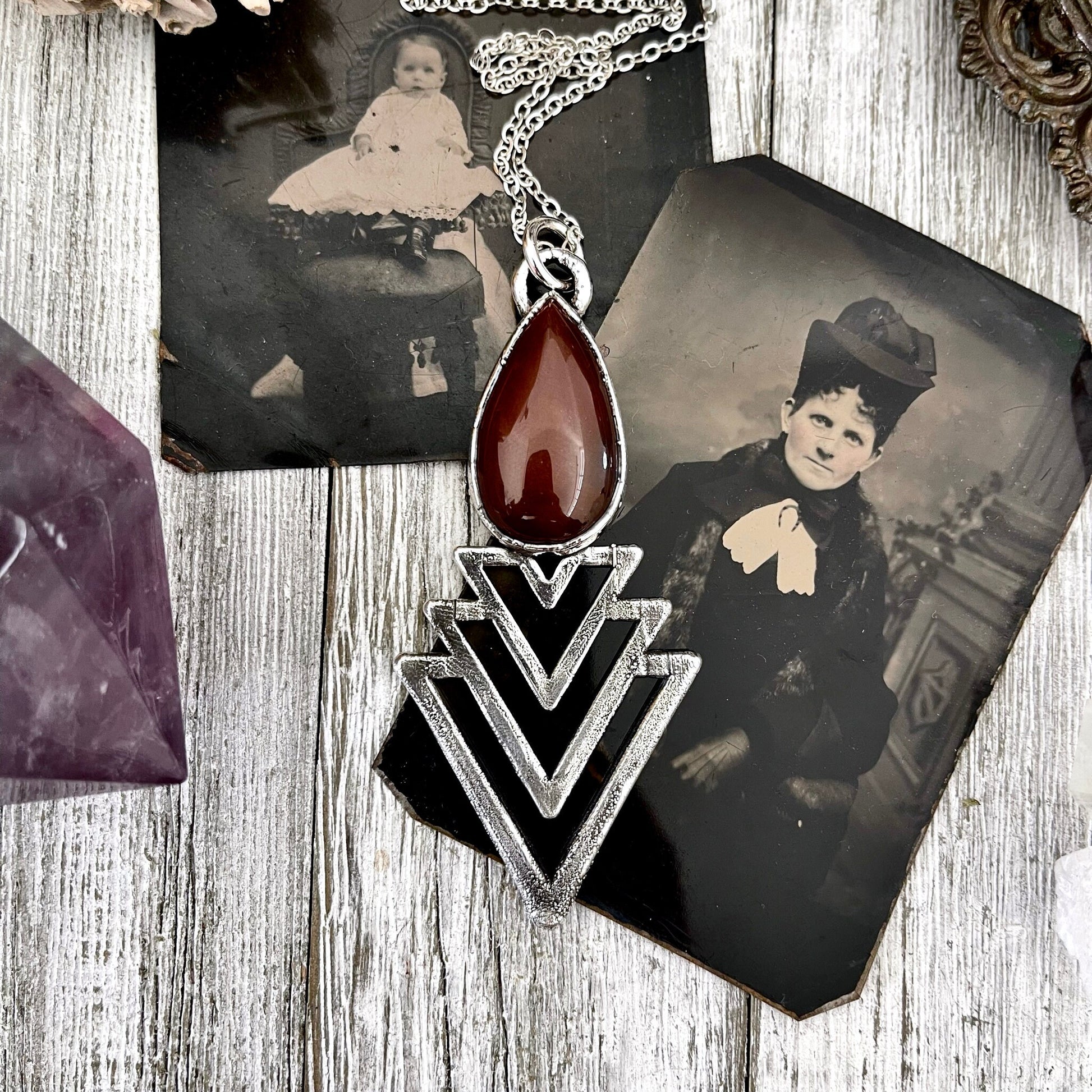 Alternative Jewelry, Big Crystal Necklace, Bohemian Jewelry, Carnelian Necklace, electroformed, Etsy ID: 1630255193, Foxlark Alchemy, FOXLARK- NECKLACES, Gemstone Pendent, Gothic Necklace, Jewelry, Large Crystal, Necklaces, Pendants, Raw crystal jewelry,