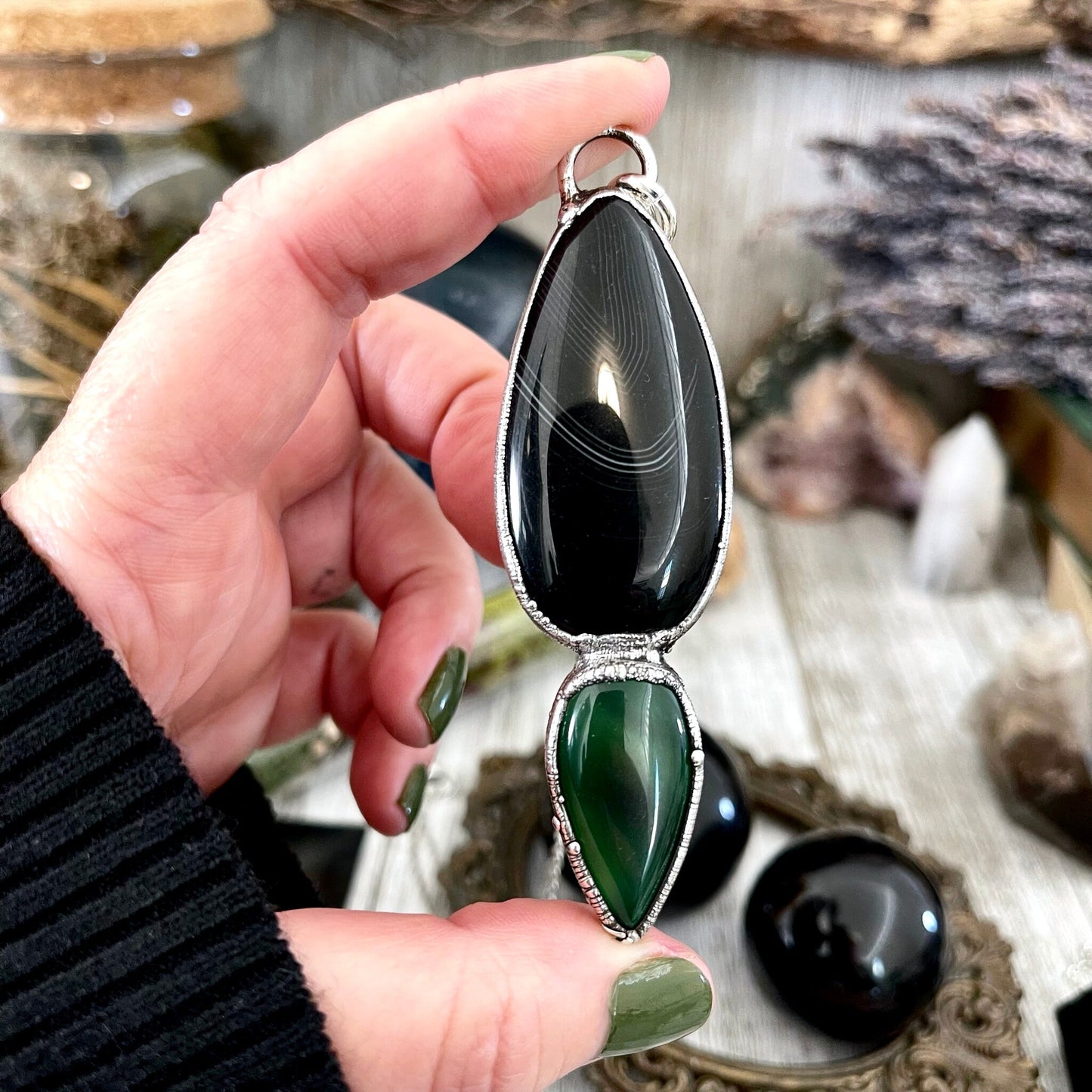 big crystal jewelry, Black Agate, Black Agate Necklace, Bohemian Jewelry, Crystal Jewelry, Crystal Necklace, Crystal Necklaces, Etsy ID: 1616075832, FOXLARK- NECKLACES, Gothic Jewelry, Gothic Necklace, Gothic Pendent, Jewelry, Necklaces, Statement Necklac