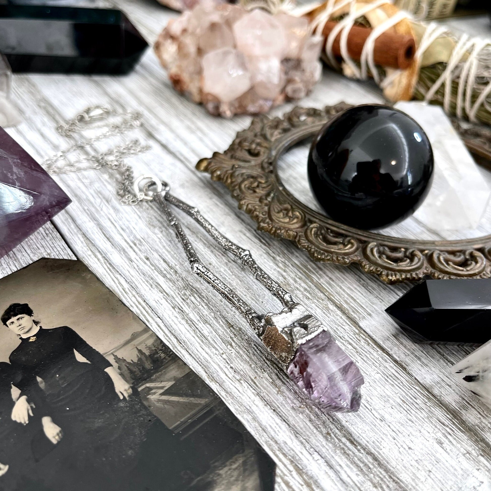 Amethyst Jewelry, big crystal Necklace, Big Gothic Necklace, Bohemian Jewelry, Crystal Necklaces, Crystal Pendant, Etsy ID: 1664837373, FOXLARK- NECKLACES, Jewelry, nature inspired, Necklaces, Quartz Necklace, Silver Jewelry, Silver Necklace, Silver Stone