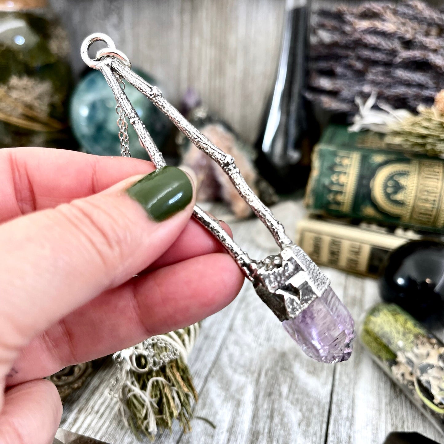 Amethyst Jewelry, big crystal Necklace, Big Gothic Necklace, Bohemian Jewelry, Crystal Necklaces, Crystal Pendant, Etsy ID: 1664837373, FOXLARK- NECKLACES, Jewelry, nature inspired, Necklaces, Quartz Necklace, Silver Jewelry, Silver Necklace, Silver Stone